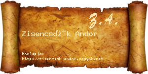 Zisencsák Andor névjegykártya